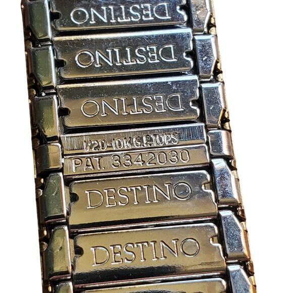 Destino Cufflinks Enamel Stripes Watch Band Retro Mens 1/20 10K Gold Filled MCM - Picture 9 of 12